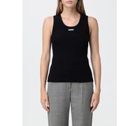 McQueen Top slim fit in cotone stretch senza maniche con logo applicato 42 Nero