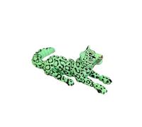 MCQWOMFQAK 1pc 3D Printed Articulated Snow Leopard Figurine with Realistic Eyes Movable Joint Animal Model Desk Decor Idea(H)