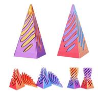 MCQWOMFQAK 2-Pack Impossible Pyramid Fidget Toy 3D Printed Spiral Cone Stress Relief Desk Toy Creative Gift for Christmas and Birthday(Red and Purple)