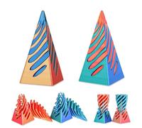 MCQWOMFQAK 2-Pack Impossible Pyramid Fidget Toy 3D Printed Spiral Cone Stress Relief Desk Toy Creative Gift for Christmas and Birthday(Red and Green)