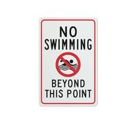 MCQWOMFQAK No Swimming Beyond This Point Sign Rust Free Aluminum Warning Sign for Private Beach Dock Waterfront Yard Business Outdoor Use (8 X 12 inch)