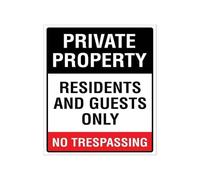 MCQWOMFQAK No Trespassing Sign Private Property Keep Out Metal Sign for Backyard Gate Fence Warehouse Entrance Residents Only Durable Weatherproof (8 X 12 inch)