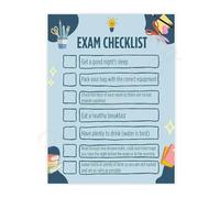 MCQWOMFQAK Test Prep Checklist Poster Final Exam Study Schedule Canvas Wall-Art for Student Bedroom and Home Office(Framed,12x18inch(30x45cm))