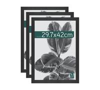 MCS Cornice per Foto Studio Gallery A3, Aspetto Legno Nero, Legno MDF, Fissaggio a Parete Verticale e Orizzontale, Cornice per Foto per Foto e Opere d'Arte (Confezione da 3)