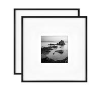 MCS Foundry - Cornice da parete in metallo, 45,7 x 45,7 cm, opaca, 20 x 20 cm, confezione da 2, colore: Nero