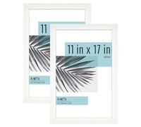 MCS Studio Gallery 11x17 Picture Frame White Woodgrain Rectangle Photo Frame for Photos Posters & Art Prints (2-Pack)
