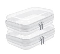 MCSDFN 2 custodie trasparenti rigide con cerniera per riporre cosmetici, portatili, impermeabili, con cerniera, impilabili, organizer da viaggio per riporre giocattoli, snack, astuccio, 35 x 29 cm