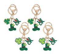 MCTNCT 4 Pezzi Portachiavi Quadrifoglio Portafortuna,ciondolo Trifoglio Quattro,ciondolo con Angelo Custode,Portachiavi Portafortuna a Quadrifoglio,Portachiavi Regalo per Donna,Amico,Collega