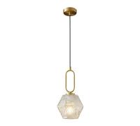 MCWYH Illuminazione a sospensione in vetro trasparente vintage H65 in rame pieno, lampada a sospensione moderna e minimalista in vetro, droplight a sospensione regolabile, per droplight sopra il lavan