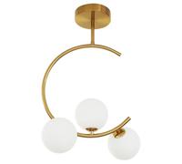 MCWYH Plafoniera moderna da semi-incasso Plafoniera in oro Lampadari di metà secolo Montaggio a soffitto con 3 paralumi in vetro smerigliato Lampada da soffitto a globo per corridoio Cucina Camera da