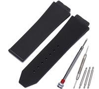 MCXGL Cinturino di ricambio in gomma da 25 mm x 19 mm, compatibile con Hublot Big Bang cinturino in silicone sportivo impermeabile con texture lineare, 25mm, Nero
