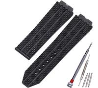 MCXGL Cinturino di ricambio in gomma da 25 mm x 19 mm, compatibile con Hublot Big Bang in silicone a grana diamantata, 25mm, Resina naturale