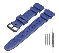 MCXGL Cinturino di ricambio in resina naturale compatibile con Casio W218H W-219H AE1200WH AE-1300WH W800H SGW-300H F-108WH, cinturino in gomma impermeabile, Fibbia blu scuro nero, 18mm, 100%
