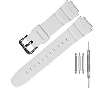 MCXGL Cinturino di ricambio in resina naturale compatibile con Casio W218H W-219H AE1200WH AE-1300WH W800H SGW-300H F-108WH, cinturino in gomma impermeabile, Fibbia nera nera A, 18mm, Cintura da uomo