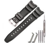 MCXGL Cinturino di ricambio in resina per orologio sportivo Casio SGW-100 impermeabile, Fibbia argento, 22mm, Sportivo
