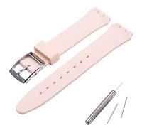MCXGL Cinturino di ricambio per cinturino in gomma siliconica a prova di sudore Swatch con fibbia in acciaio inossidabile 17 mm rosa nudo