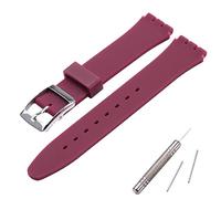 MCXGL Cinturino di ricambio per cinturino in gomma siliconica resistente al sudore Swatch con fibbia in acciaio inossidabile 19mm rosso vino