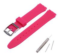 MCXGL Cinturino di ricambio per Swatch cinturino in gomma siliconica antisudore fibbia in acciaio inossidabile 17 mm rosa rosso