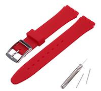MCXGL Cinturino di ricambio per Swatch cinturino in gomma siliconica resistente al sudore con fibbia in acciaio inossidabile 19 mm rosso