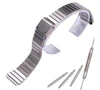 MCXGL Cinturino di ricambio unisex in acciaio inossidabile da 18 mm compatibile con Casio A700W, A158WA, A168WA, AE1000, classico, colore argento