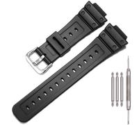 MCXGL Cinturino unisex in resina da 16 mm, compatibile con Casio DW5600E, GW-M5610, DW5900, DW6900, GW-6900, DW-6600, per sport all'aria aperta, cinturino in gomma, Fibbia argento nero, 16mm, Sportivo