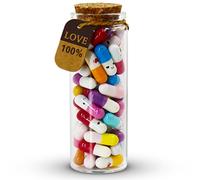 Mczcent Capsule Lettere Messaggio in una Bottiglia di Vetro, Carino Sorridente Viso Amore Lettera Amicizia Pillola Colorata con Bottiglia dei Desideri, Pillole Messaggio per Ragazzi Ragazze Amici