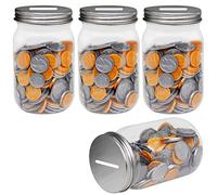 Mczcent Salvadanaio Piccolo-4 Pezzi, Salvadanaii Trasparente per Monete, Mini Salvadanai Salvadanaio Piccoli di Plastica Small Money Coin Piggy Bank Tip Mason Jar Box per Bambini Ragazzi Ragazze