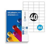 MD Labels etichetta universale DIN A4 52,5 x 29,8 mm, 100 etichette su 100 fogli - 4000 etichette adesive - Stampabili - Bianco