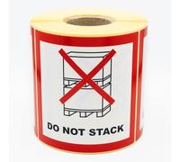 MD Labels Etichette di avvertimento su rotolo 100 x 100 mm, 500 pezzi Do not stack! Adesivi per spedizioni - Etichette di spedizione - rosso fluo - Confezione di adesivi