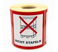 MD Labels Etichette di avvertimento su rotolo, 100 x 100 mm, non impilabili, 500 pezzi, per spedizioni, etichette di spedizione, colore rosso fluo