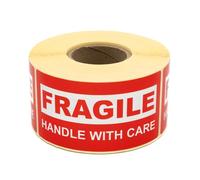 MD Labels Etichette di avvertimento su rotolo, 100 x 50 mm, 500 etichette, manico fragile, con adesivo di spedizione, istruzioni per la spedizione, etichette adesive
