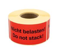 MD Labels Etichette di avvertimento su rotolo, 100 x 50 mm, 500 pezzi, non appesantire. Do not stack! - Adesivi per spedizione, carta autoadesiva, colore rosso chiaro, forte aderenza, istruzioni per