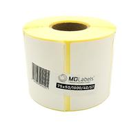 MD Labels Etichette termiche bianche su rotolo 75 x 50 mm 1000 pezzi, autoadesive permanenti, per codici a barre, etichette adesive bianche per scrivere etichette termiche