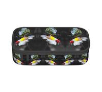 MDATT Astuccio colorato per matite e penne con cerniera, organizer per ufficio, da viaggio, con stampa di candele e pietre, Farfalla coccinella fiore, Taglia unica, Organizer per borse