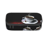MDATT Astuccio colorato per matite e penne con cerniera, organizer per ufficio e viaggio, stampa floreale con scritta "Merry Christmas", Caffè caldo con chicco di caffè, Taglia unica, Organizer per