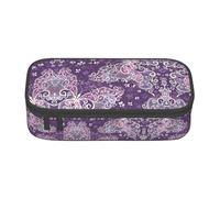 MDATT Astuccio colorato per penne con cerniera, organizer per ufficio e viaggio, con stampa natalizia con albero delle meraviglie di neve, Farfalle viola., Taglia unica, Organizer per borse
