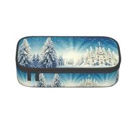MDATT Astuccio colorato per penne con cerniera, organizer per ufficio e viaggio, con stampa natalizia con albero delle meraviglie di neve, Snow Wonderland Pine Tree Christmas, Taglia unica, Organizer