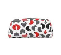 MDATT Astuccio creativo con stampa di pollo in stile cartone animato, astuccio in pelle per matite e matite, per studenti, con cerniera, per penne, matite, pennarelli, Argento, Taglia unica, Astuccio
