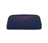 MDATT Astuccio in pelle blu navy con stampa cielo e stelle carino penna cancelleria astuccio per studenti borsa con cerniera per penne, matite, pennarelli, Argento, Taglia unica, Astuccio per trucchi
