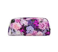 MDATT Astuccio in pelle colorata con stampa di fiori e natura, per penne, matite, pennarelli, per studenti, Argento, Taglia unica, Astuccio per trucchi