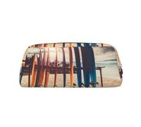 MDATT Astuccio in pelle con stampa di Boards On The Beach per penne e cancelleria per studenti con cerniera per penne, matite, pennarelli, Oro, Taglia unica, Astuccio per trucchi