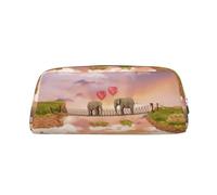 MDATT Astuccio in pelle con stampa di elefante su un ponte, per penne, matite, pennarelli, per studenti, con cerniera, Argento, Taglia unica, Astuccio per trucchi