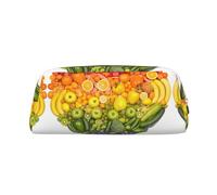 MDATT Astuccio in pelle con stampa di frutta e verdura arcobaleno carino per cancelleria per studenti borsa con cerniera per penne, matite, pennarelli, Oro, Taglia unica, Astuccio per trucchi