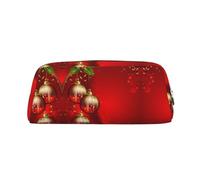 MDATT Astuccio in pelle con stampa di lanterna rossa natalizia per penne e cancelleria per studenti con cerniera per penne, matite, pennarelli, Argento, Taglia unica, Astuccio per trucchi