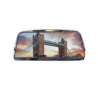 MDATT Astuccio in pelle con stampa storica Old Tower Bridge London per penne e cancelleria per studenti con cerniera per penne, matite, pennarelli, Oro, Taglia unica, Astuccio per trucchi