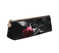 MDATT Astuccio multifunzionale in pelle con rose nere gotiche con grande Storagecapacity classico design triangolare, bianco, Taglia unica, Astuccio per trucchi