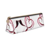 MDATT Astuccio multifunzione in pelle 3D a forma di cuore rosso con grande Storagecapacity classico design triangolare, bianco, Taglia unica, Astuccio per trucchi