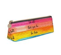 MDATT Astuccio multifunzione in pelle con scritta "Let All You Do Be Done with Love", con grande design triangolare, bianco, Taglia unica, Astuccio per trucchi