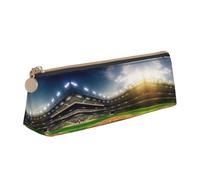 MDATT Astuccio multifunzione in pelle verde con sfondo campo da baseball con grande Storagecapacity classico design triangolare, bianco, Taglia unica, Astuccio per trucchi