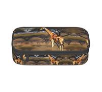 MDATT Astuccio per la scuola con albero maestoso africano e giraffa, astuccio multi slot, grazioso astuccio portatile per penne per scuola e ufficio, Nero , Taglia unica, Organizer per borse